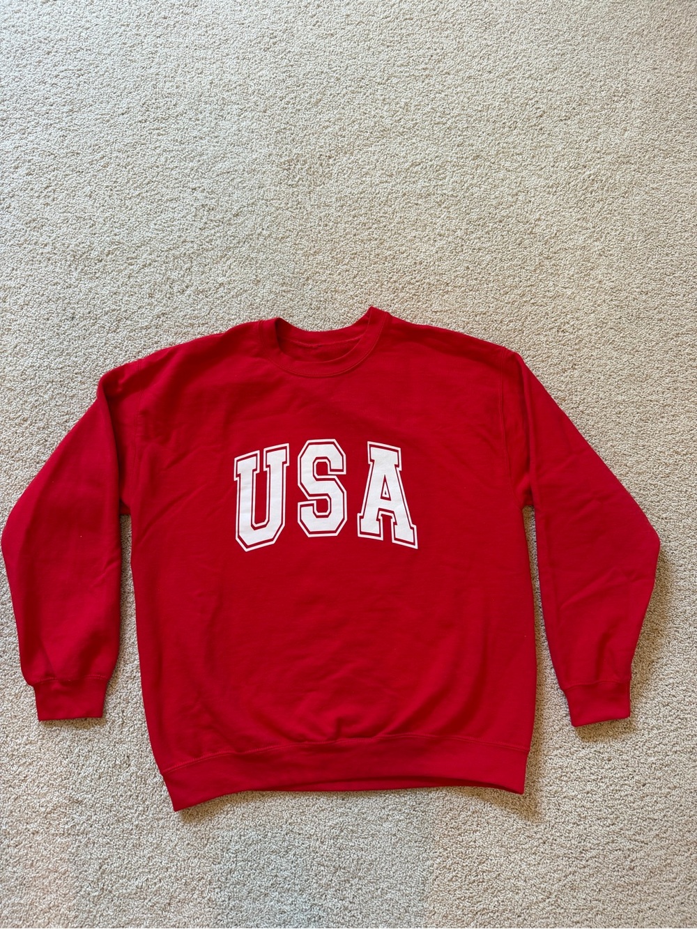 Red USA Graphic Crewneck Sweater